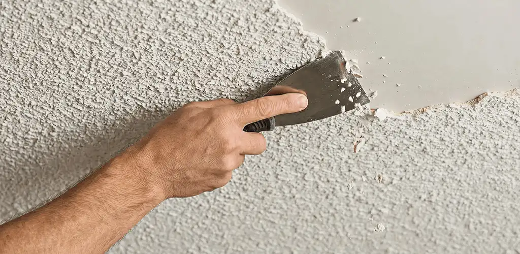 Popcorn ceiling removal scraping off textured ceiling finish in Dover, DE