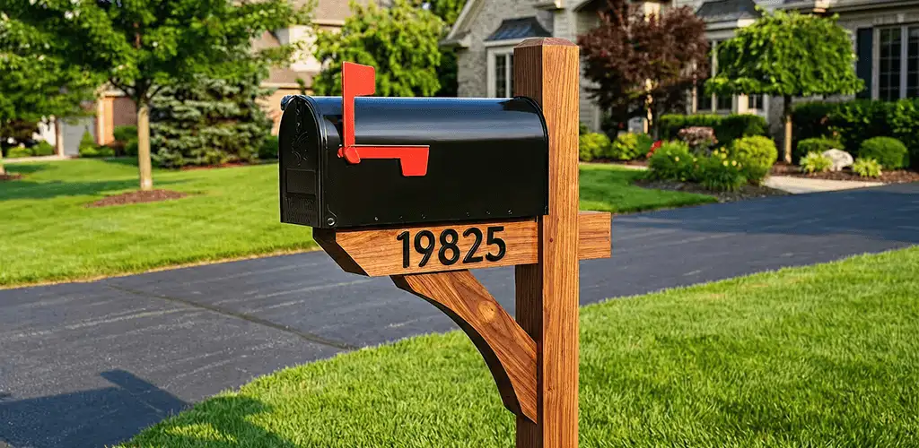 New mailbox installation with post and address number for a home in Dover, DE